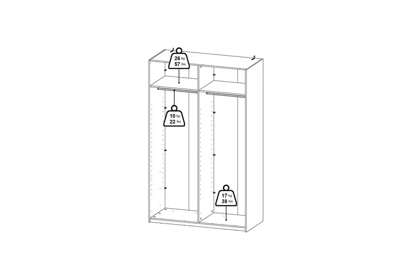 Elvos Garderobe med Speil 139x220 cm - Svart - Oppbevaring - Garderober & garderobesystem