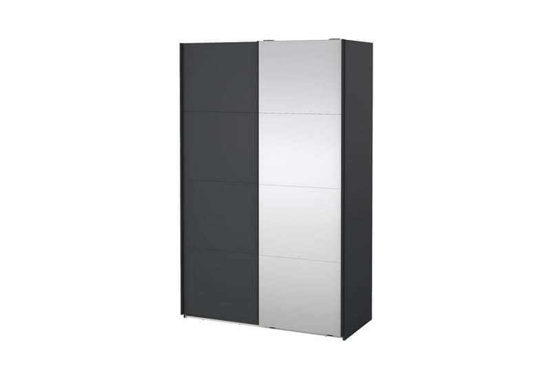 Elvos Garderobe med Speil 139x220 cm - Svart - Oppbevaring - Garderober & garderobesystem