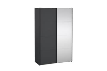 Elvos Garderobe med Speil 139x220 cm - Svart - Oppbevaring - Garderober & garderobesystem