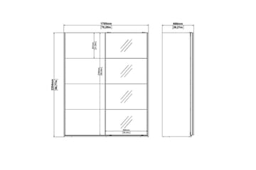 Elvos Garderobe med Speil 179x220 cm - Hvit - Oppbevaring - Garderober & garderobesystem