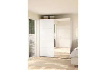 Elvos Garderobe med Speil 179x220 cm - Hvit - Oppbevaring - Garderober & garderobesystem
