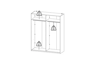 Elvos Garderobe med Speil 179x220 cm - Hvit - Oppbevaring - Garderober & garderobesystem