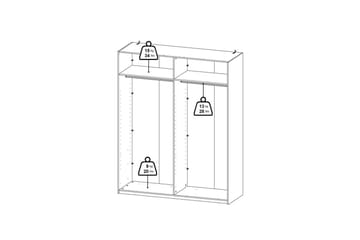 Elvos Garderobe med Speil 179x220 cm - Hvit - Oppbevaring - Garderober & garderobesystem