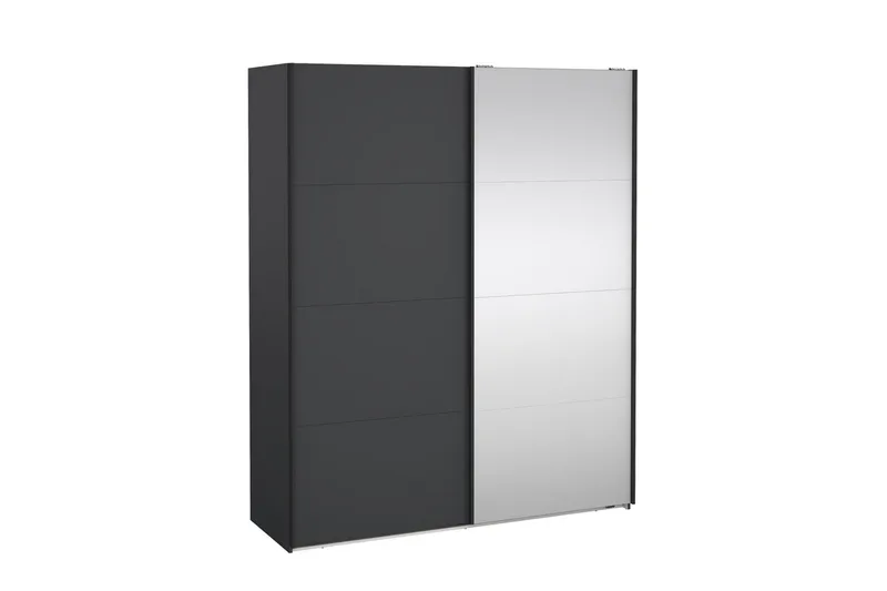 Elvos Garderobe med Speil 179x220 cm - Svart - Oppbevaring - Garderober & garderobesystem