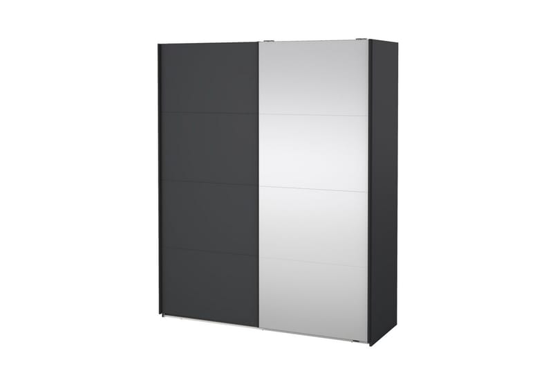 Elvos Garderobe med Speil 179x220 cm - Svart - Oppbevaring - Garderober & garderobesystem