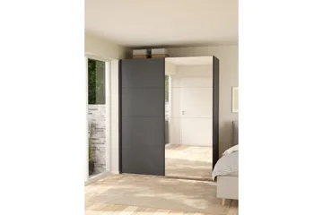 Elvos Garderobe med Speil 179x220 cm - Svart - Oppbevaring - Garderober & garderobesystem