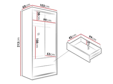Elvyn Garderobeskapeskap med speil 103x213 cm - Brun - Oppbevaring - Garderober & garderobesystem