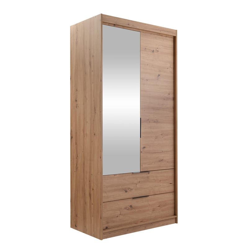 Elvyn Garderobeskapeskap med speil 103x213 cm, Brun