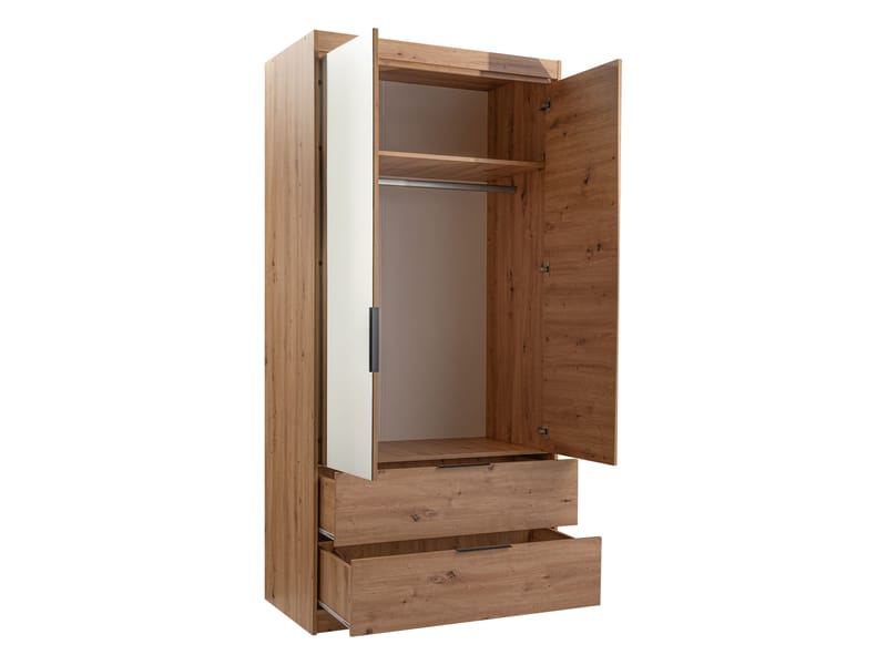 Elvyn Garderobeskapeskap med speil 103x213 cm - Brun - Oppbevaring - Garderober & garderobesystem