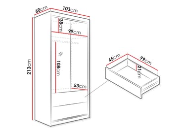 Elvyn Garderobeskapeskap med speil 103x213 cm - Brun - Oppbevaring - Garderober & garderobesystem