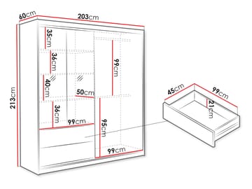 Elvyn Garderobeskapeskap med speil 203x213 cm - Brun - Oppbevaring - Garderober & garderobesystem