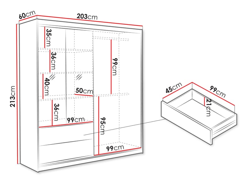 Elvyn Garderobeskapeskap med speil 203x213 cm - Brun - Oppbevaring - Garderober & garderobesystem