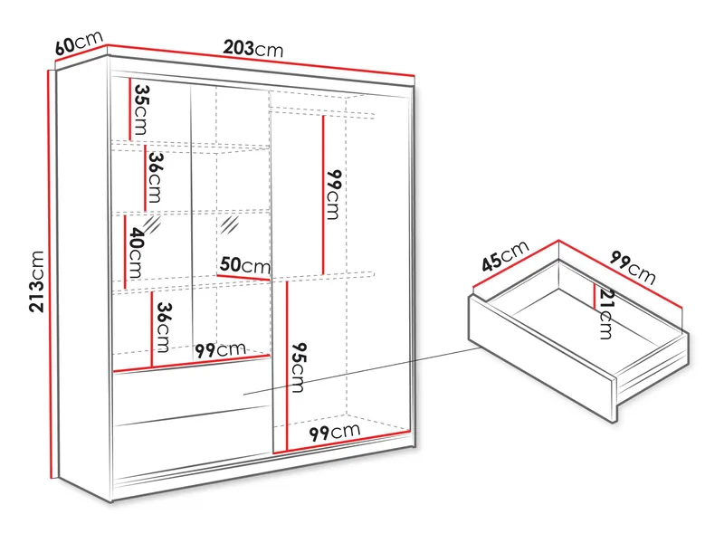 Elvyn Garderobeskapeskap med speil 203x213 cm - Brun - Oppbevaring - Garderober & garderobesystem
