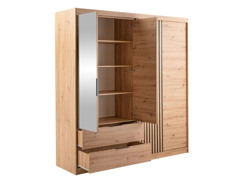 Elvyn Garderobeskapeskap med speil 203x213 cm - Brun - Oppbevaring - Garderober & garderobesystem