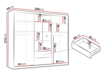 Elvyn Garderobeskapeskap med speil 250x213 cm - Brun - Oppbevaring - Garderober & garderobesystem