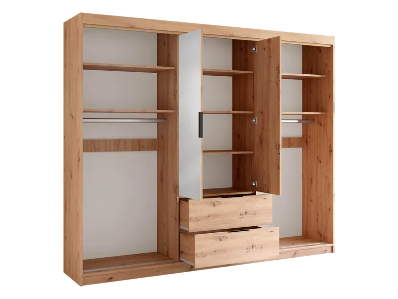 Elvyn Garderobeskapeskap med speil 250x213 cm - Brun - Oppbevaring - Garderober & garderobesystem