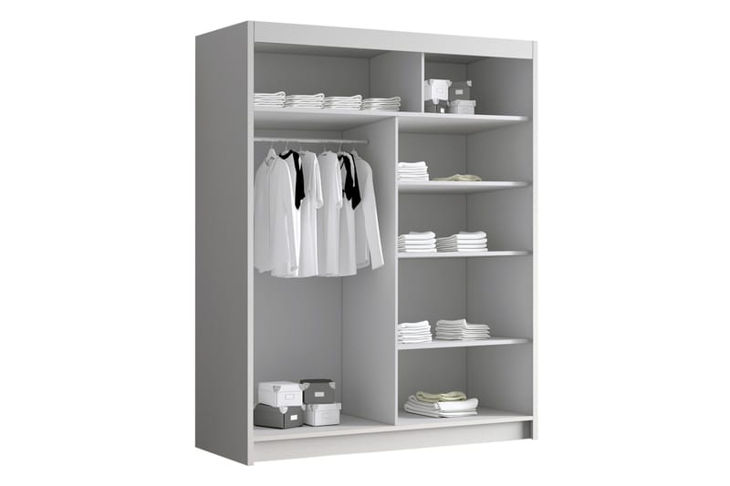 Emet Garderobe med Speil 150x200 cm - Beige - Oppbevaring - Garderober & garderobesystem