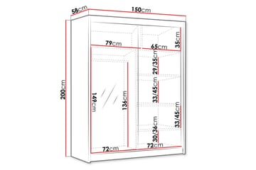 Emet Garderobe med Speil 150x200 cm - Beige - Oppbevaring - Garderober & garderobesystem