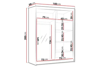 Emet Garderobe med Speil 150x200 cm - Beige - Oppbevaring - Garderober & garderobesystem