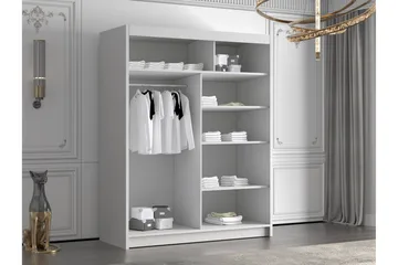 Emet Garderobe med Speil 150x200 cm - Hvit - Oppbevaring - Garderober & garderobesystem