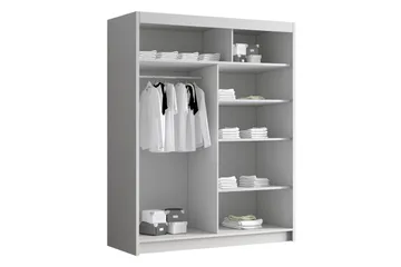 Emet Garderobe med Speil 150x200 cm - Hvit - Oppbevaring - Garderober & garderobesystem