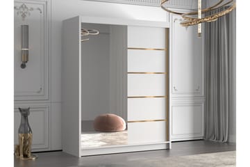 Emet Garderobe med Speil 150x200 cm - Hvit - Oppbevaring - Garderober & garderobesystem
