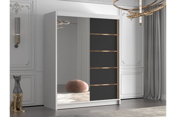 Emet Garderobe med Speil 150x200 cm - Svart/Hvit - Oppbevaring - Garderober & garderobesystem