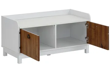 Shellake Skobenk 92x45 cm - Hvit/Natur - Oppbevaring - Entreoppbevaring