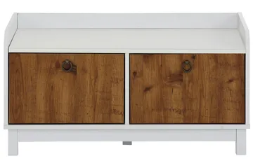 Shellake Skobenk 92x45 cm - Hvit/Natur - Oppbevaring - Entreoppbevaring