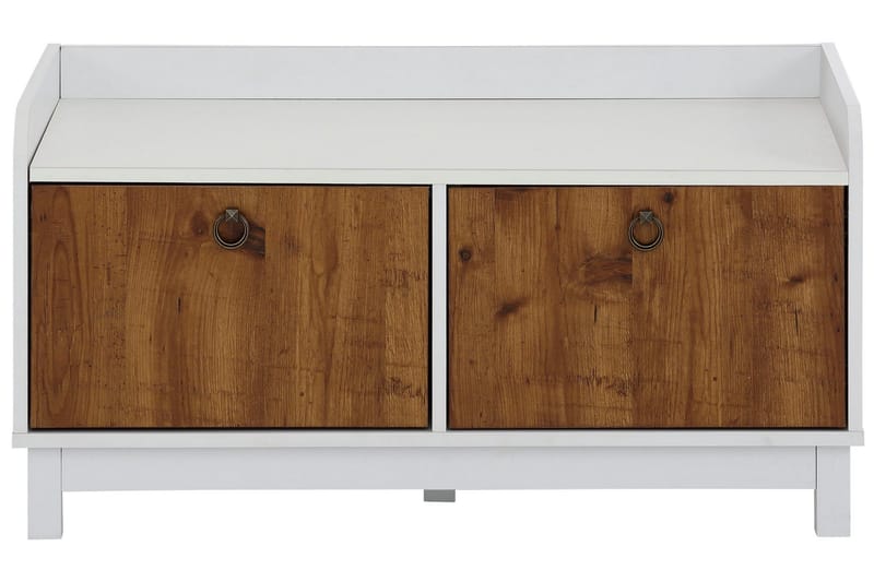 Shellake Skobenk 92x45 cm - Hvit/Natur - Oppbevaring - Entreoppbevaring