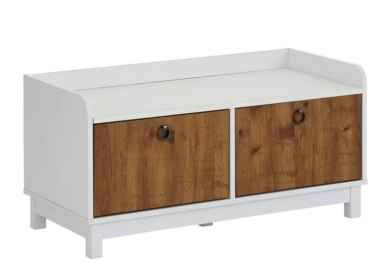 Shellake Skobenk 92x45 cm, Hvit/Natur