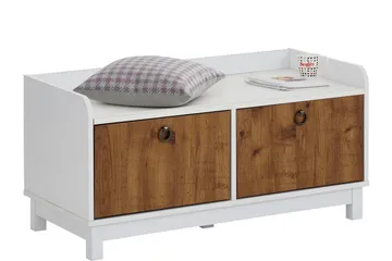 Shellake Skobenk 92x45 cm - Hvit/Natur - Oppbevaring - Entreoppbevaring