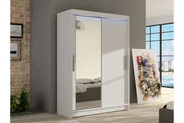 Estella Garderobe med Speil 120x200 cm - Hvit - Oppbevaring - Garderober & garderobesystem