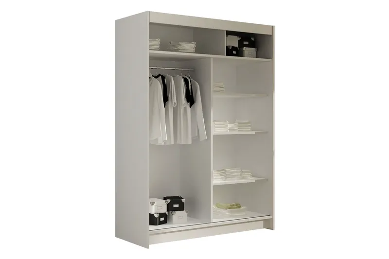 Estella Garderobe med Speil 120x200 cm - Hvit - Oppbevaring - Garderober & garderobesystem