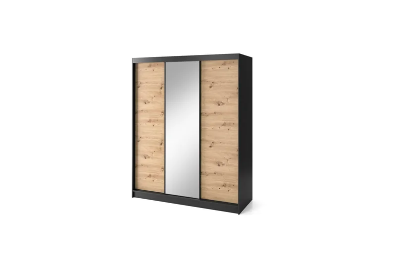 Esville Garderobe 120 cm i Lyst Tre, Sort
