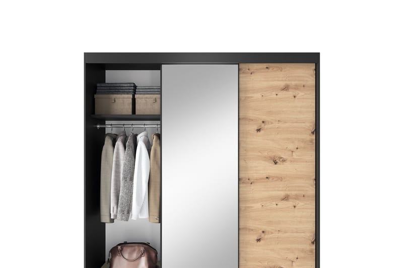 Esville Garderobe med Speil 120x220 cm - Brun - Oppbevaring - Garderober & garderobesystem