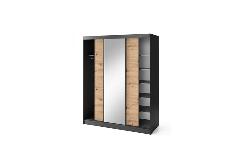 Esville Garderobe med Speil 120x220 cm - Brun - Oppbevaring - Garderober & garderobesystem