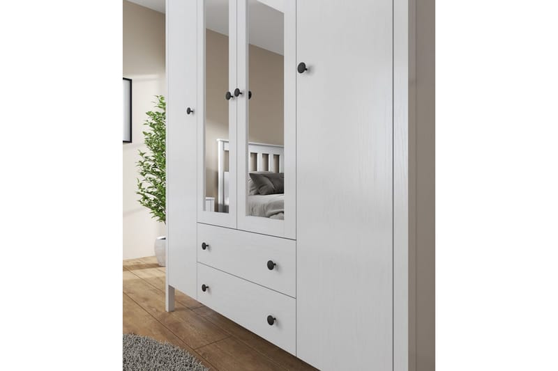 Ferra Garderobe med Speil 140x194,8 cm - Natur/Hvit - Oppbevaring - Garderober & garderobesystem