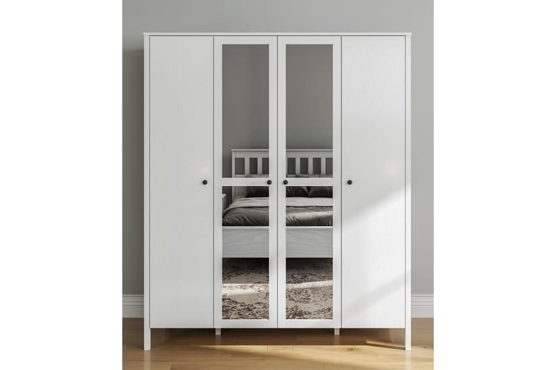 Ferra Garderobe med Speil 180,8x215 cm - Natur/Hvit - Oppbevaring - Garderober & garderobesystem