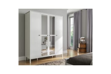 Ferra Garderobe med Speil 180,8x215 cm - Natur/Hvit - Oppbevaring - Garderober & garderobesystem
