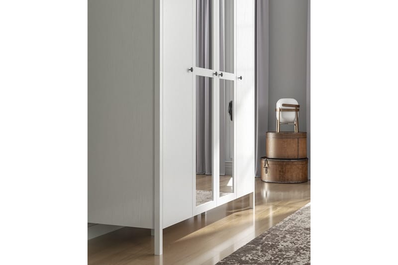 Ferra Garderobe med Speil 180,8x215 cm - Natur/Hvit - Oppbevaring - Garderober & garderobesystem