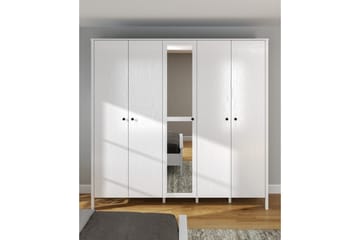 Ferra Garderobe med Speil 223,8x215 cm - Natur/Hvit - Oppbevaring - Garderober & garderobesystem