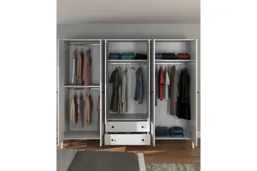 Ferra Garderobe med Speil 240x195 cm - Natur/Hvit - Oppbevaring - Garderober & garderobesystem
