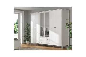 Ferra Garderobe med Speil 240x195 cm - Natur/Hvit - Oppbevaring - Garderober & garderobesystem
