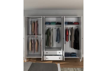 Ferra Garderobe med Speil 240x195 cm - Natur/Hvit - Oppbevaring - Garderober & garderobesystem