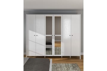 Ferra Garderobe med Speil 261x215 cm - Natur/Hvit - Oppbevaring - Garderober & garderobesystem