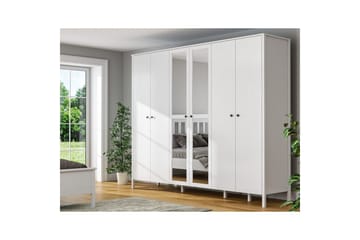 Ferra Garderobe med Speil 261x215 cm - Natur/Hvit - Oppbevaring - Garderober & garderobesystem