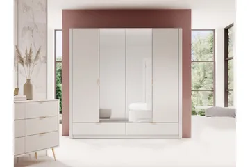 Forba Garderobeskap med Speil 213x209 cm - Hvit - Oppbevaring - Garderober & garderobesystem