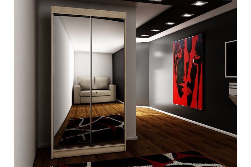 Garderob med Speil Trissma LED-belysning RGB 100 cm - Sonomaeik - Garderober & garderobesystem