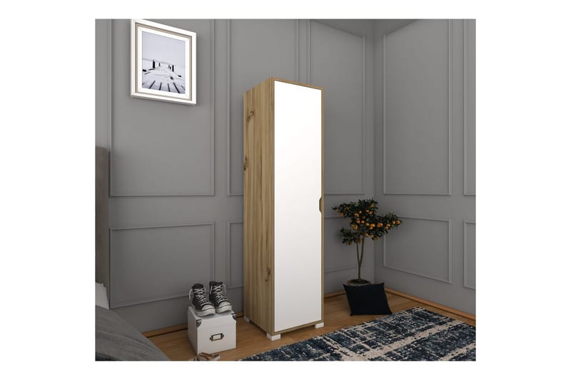 Garderobe Doranstead Lys Valnøtt / Hvit - Hvit/Lysfarget tre - Oppbevaring - Garderober & garderobesystem